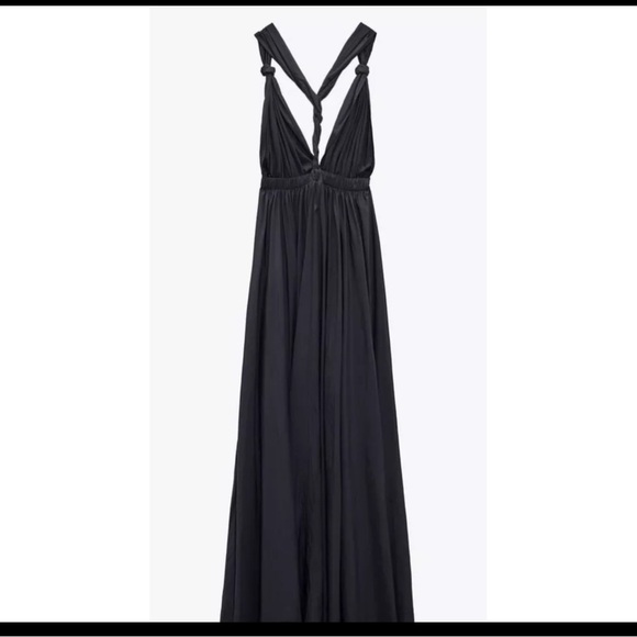 Zara Dresses & Skirts - Zara Black Plunge Maxi Gown